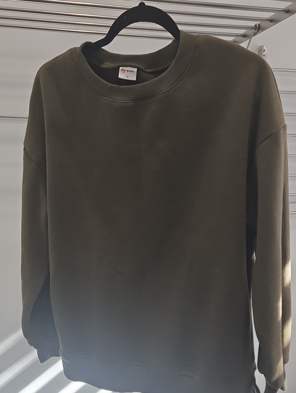 Women's Olive Green Crewneck Sweatshirt - Minimal Pullover